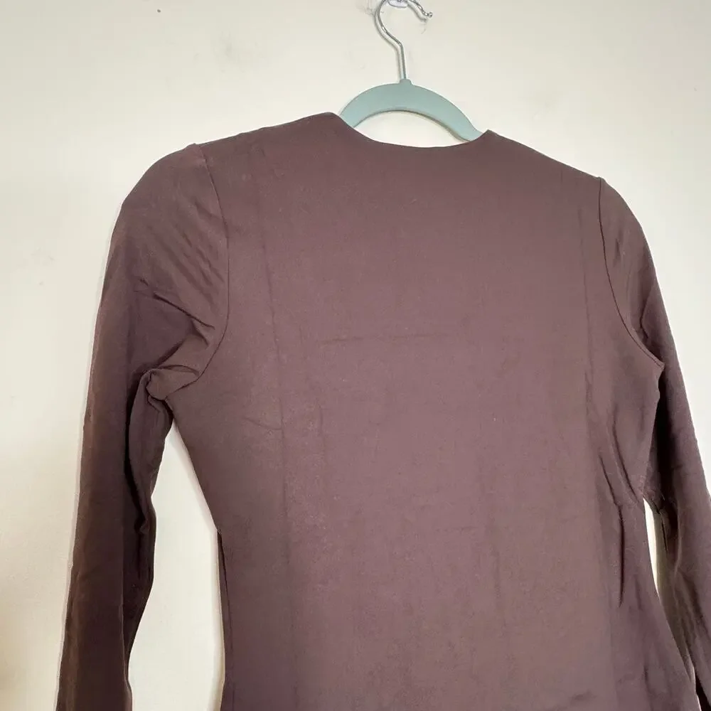 Susana Monaco Crew Slit Long Sleeve Top - Java Brown NWT Size Medium